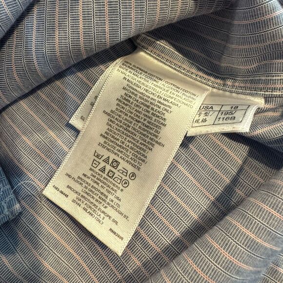 Brooks Brothers Shirt Size 18 - 35 Madison Blue Striped Long Sleeve Button Up - Picture 7 of 8
